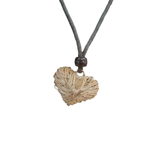 Silver Gun Metal Oversize Wrapped Wire Heart Necklace - Picture 2 of 4